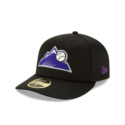 Black Colorado Rockies Hat - New Era MLB Clubhouse Collection Low Profile 59FIFTY Fitted Caps USA2943760